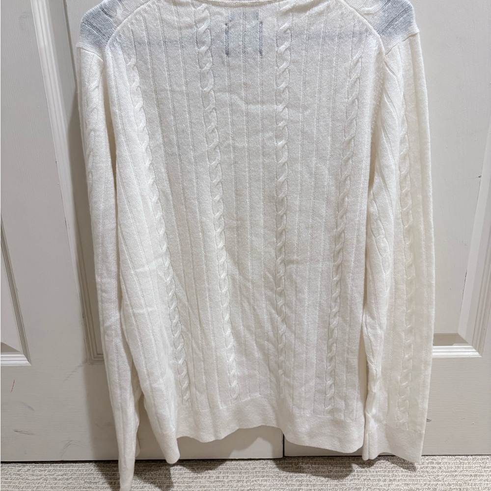 Abercrombie & Fitch Men's Cream Cashmere Knit Sweater - Picture 2 of 3